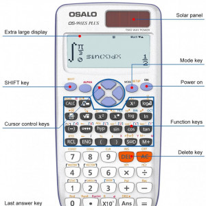 Calculator solar OSALO, argintiu/negru, plastic, 80 x 162 mm