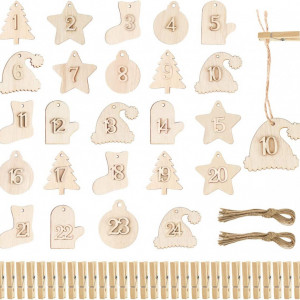 Calendar de advent FHzytg, lemn, natur, 72 piese