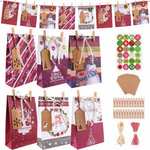 Calendar de Advent Sodree, 24 pungi, hartie, multicolor, 22 x 6 x 5 cm