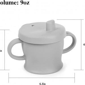Cana pentru bebelusi 6 luni+ cu doua capace Haakaa, silicon, gri, 250 ml, 15,4 x 11 cm