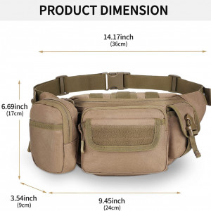 Centura militara pentru drumetii/camping UBORSE, tesatura oxford, maro, 24 x 9 x 17 cm