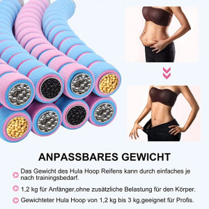 Cerc pentru fitness/masaj Wiseten, metal/spuma, roz/albastru, 8 segmente, 90 cm