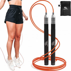 Coarda de sarit Coresteady, metal/PVC, portocaliu/negru, 300 cm