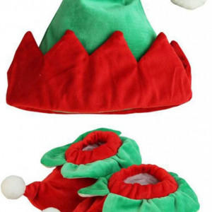 Costum de spiridus pentru copii Vine, poliester, verde/rosu/alb