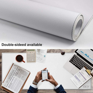 Covoras pentru birou Cacoy, piele PU, alb, 40 x 100 cm