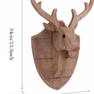 Decoratiune de Craciun Valery Madelyn, ren, lemn, natur, 34 x 25 cm