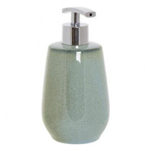 Dozator de sapun de baie, ceramica, verde, 8.5 x 8.5 x 18 cm