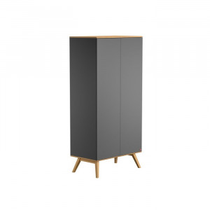 Dulap Cherine, lemn, gri, 207,5 x 100 x 58 cm