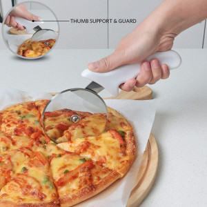 Feliator pizza Asdirne, plastic/otel inoxidabil, alb/argintiu, 23,5 x 9,8 cm