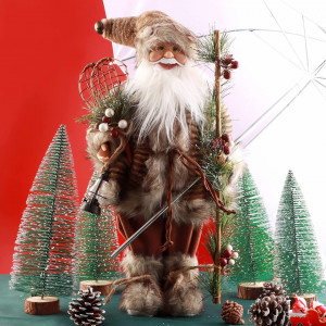 Figurina Mos Craciun ABXMAS, poliester/rasina/PVC, gri, 50 cm