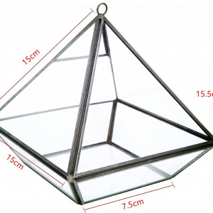 Ghiveci Asvert, metal/sticla, negru, 15 x 15 x 15,5 cm