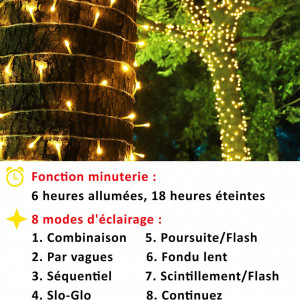 Instalatie cu 200 LED-uri YOSION, alb cald, 8 moduri de iluminare, 3 m
