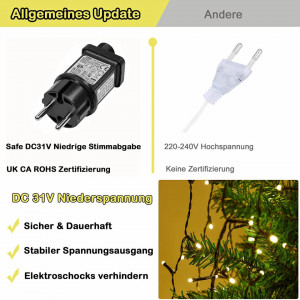 Instalatie pentru brad Qelus, 480 LED-uri, alb cald, 8,5 x 300 cm