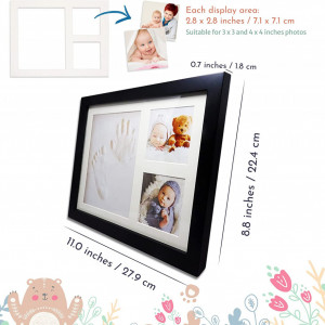 Kit de amprenta cu rama foto pentru bebelusi Supply Store, negru, lemn, 27,9 x 22,4 cm