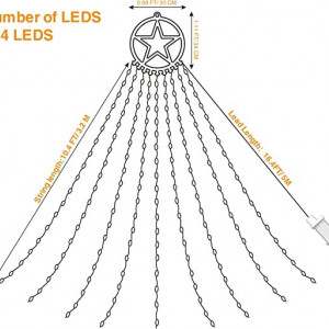 Lant de lumina pentru pomul de Craciun Litogo, LED, IP44, alb cald, 10 fire x 2 m