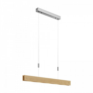 Lustra tip pendul Karinja, LED, lemn/metal, natur/nichel, 95 x 6 x 210 cm