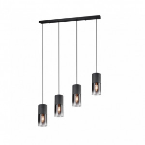 Lustra tip pendul Robin II aluminiu/sticla limpede, 4 becuri, negru, 230 V