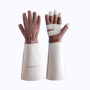 Manusi de gradinarit FACELANDY, maro/bej, piele, M