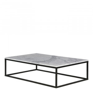 Masa de cafea Heyward, metal, neagra/alba, 35 x 120 x 75 cm