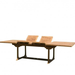 Masa de gradina extensibila Orient, lemn masiv, maro, 75 x 195/295 x 90 cm
