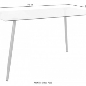Masa dreptunghiulara Miller sticla/lemn, transparent/maro, 140x80x75 cm