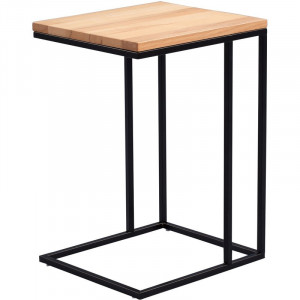 Masa laterala Dever, lemn masiv/metal, netur/negru, 62 x 38 x 43 cm