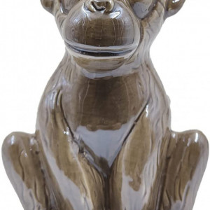 Obiect decorativ maimuta Casaido, brun, ceramica, 15,4 x 10,2 x 10 cm,
