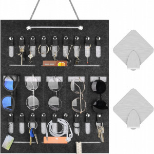 Organizator de perete pentru chei/ochelari Hinsarcd, pasla, negru, 40 x 50 cm