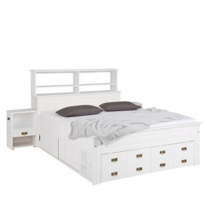 Pat matrimonial Home Affaire, lemn, spatii de depozitare, 153 x 240 x 126 cm