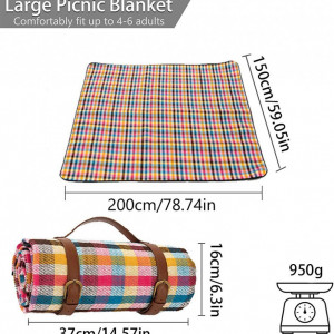 Patura de picnic Wuudi, multicolor, PEVA/burete, 200 x 150 x 0,6 cm