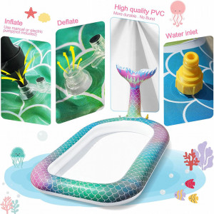 Piscina gonflabila cu stropitoare Onozio, PVC, multicolor, 166 x 100 x 18 cm