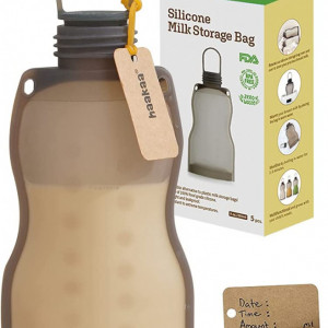 Recipient pentru laptele matern Haakaa, silicon, maro, 260 ml