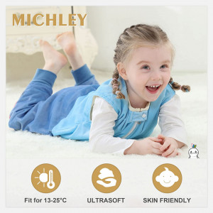 Sac de dormit pentru copii MICHLEY, poliester, alb/albastru, 4-5 ani