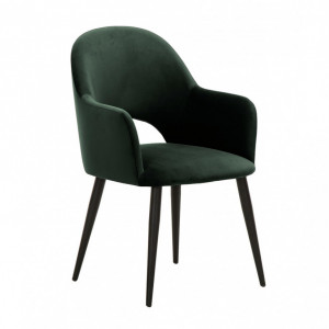 Scaun Rachel cu cotiere din catifea verde inchis, 87 x 47 cm