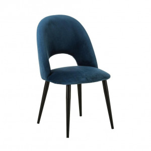Scaun Rachel din catifea albastru inchis, 53 x 89 x 57 cm