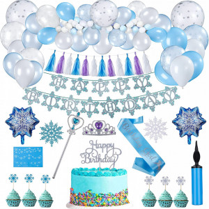 Set aniversar Formizon, latex/plastic, albastru/argintiu, 90 piese
