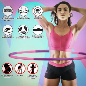Set cerc pentru fitness/masaj si coarda de sarit Hula Hoop Zitfri, spuma EVA, negru/roz/mov, 100 cm