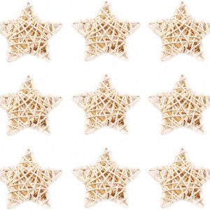 Set de 10 decoratiuni stea Airssory, ratan, natur, 59,5 x 57,5 x 16 mm
