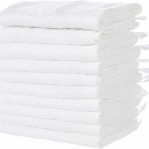 Set de 10 prosoape bebelusi MINIMOTO, textil, alb, 25 x 25 cm