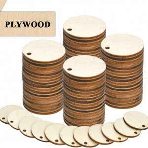 Set de 100 brelocuri cu 100 felii de lemn FOCCTS, argintiu/natur, metal/lemn, 8, 5 cm