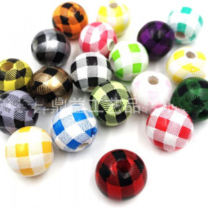 Set de 100 margele OUKEYI, lemn, multicolor, 16 mm