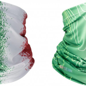 Set de 2 bandane HYSENM, poliester/spandex, verde/alb/rosu