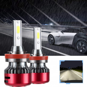 Set de 2 becuri de ceata Kairiyard, H8, LED, aliaj de aluminiu, 3 x 7,5 cm