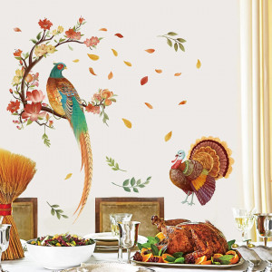 Set de 2 coli cu autocolante de perete cu pasari si ramuri Wondever, PVC, multicolor, 30 x 90 cm