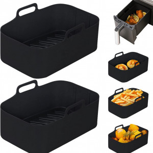 Set de 2 cosuri pentru friteuza cu aer SHEPIN, silicon, negru, 20 x 13 x 7 cm
