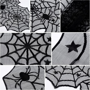 Set de 2 fete de masa pentru Halloween TSLBW, poliester, negru/gri, 102 cm / 48 x 186 cm