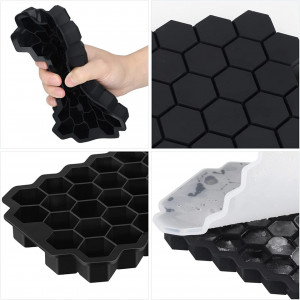 Set de 2 forme pentru cuburi de gheata ChuerTech, silicon, negru, 18/21,7 cm