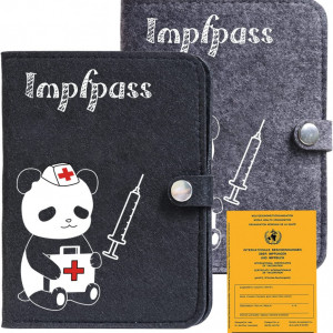 Set de 2 huse de protectie card de vaccinare LFKJUMY, pasla, gri/negru, 120 x 160 mm