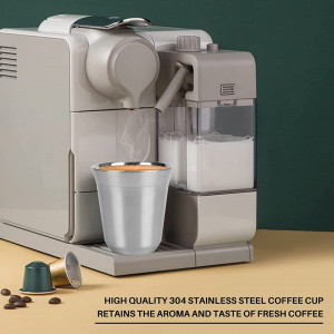 Set de 2 pahare de cafea Coairrwy, otel inoxidabil, argintiu, 160 ml, 8 x 7,6 cm