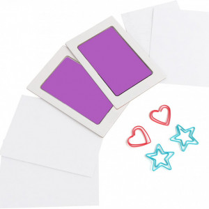 Set de 2 placute de cerneala cu 4 carti de imprimare amprenta bebelus Scotamalone, hartie/plastic, alb/mov, 9,5 x 6 cm